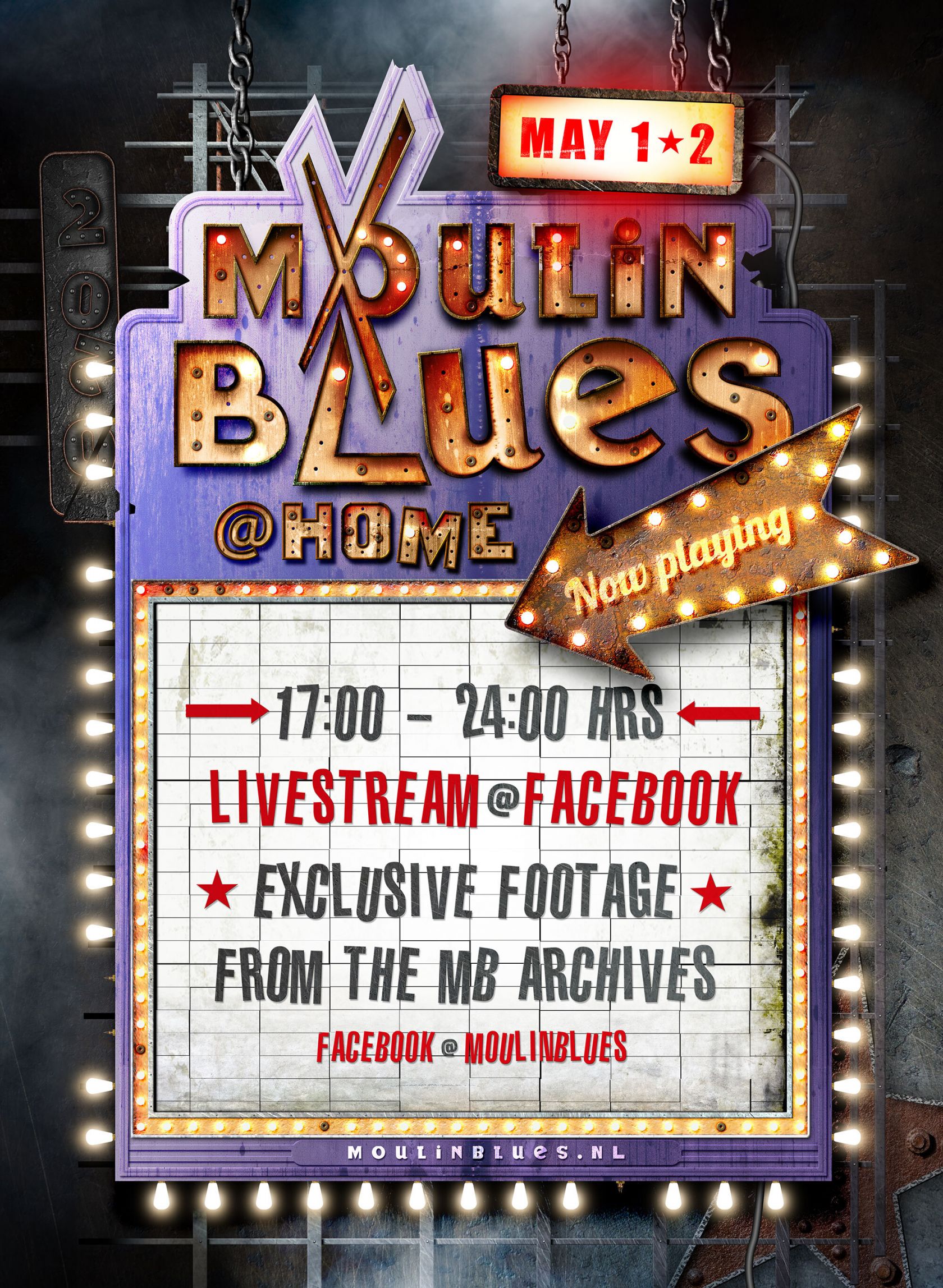 Moulin Blues at Home vier Moulin Blues dit jaar thuis poster